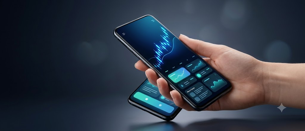 Smartphone showing a mobile app